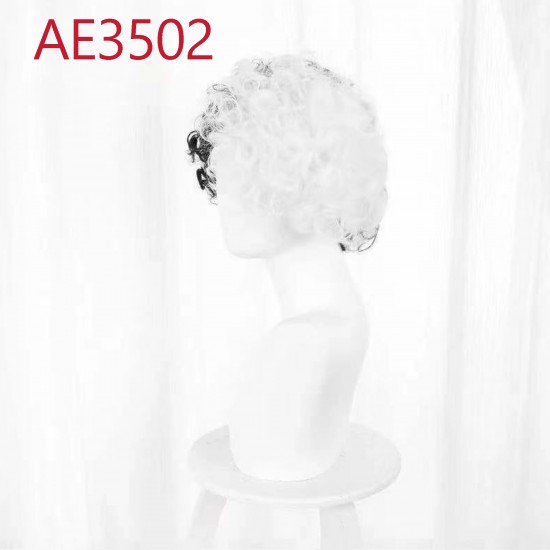 E-AE3502 SHORT CURL WIGS HALF WHITE HALF BLACK CRUELLA FAKE HAIR E-AE3502 SHORT CURL WIGS HALF WHITE HALF BLACK CRUELLA FAKE HAIR
