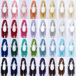 E-AE3560 80CM LONG STRAIGHT WIGS COSPLAY FAKE HAIR