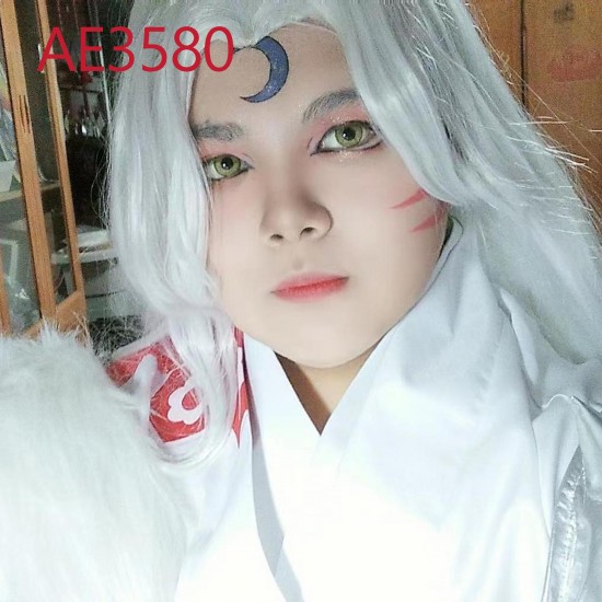 E-AE3580 100CM SILVER WHITE LONG STRAIGHT WIGS SESSHOMARU COSPLAY FAKE HAIR INUYASHA E-AE3580 100CM SILVER WHITE LONG STRAIGHT WIGS SESSHOMARU COSPLAY FAKE HAIR INUYASHA
