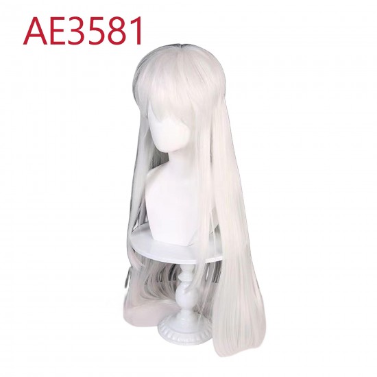 E-AE3581 100CM WHITE LONG STRAIGHT WIGS INUYASHA COSPLAY FAKE HAIR WITH WHITE CATEARS E-AE3581 100CM WHITE LONG STRAIGHT WIGS INUYASHA COSPLAY FAKE HAIR WITH WHITE CATEARS