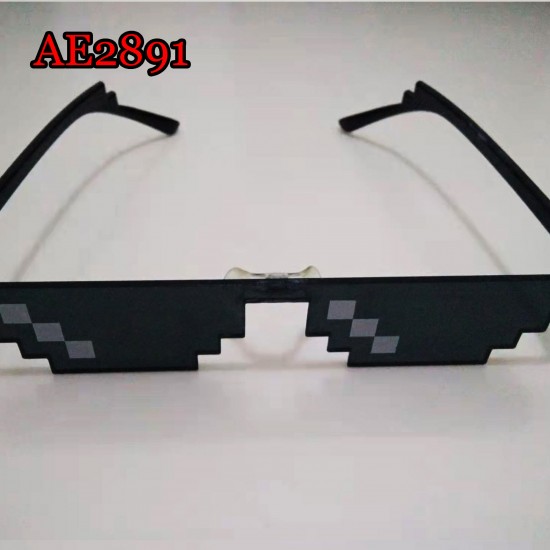 E-AE2891 SIMPLE BLACK MOSAIC PIXEL SUNGLASSES FOR COSPLAY