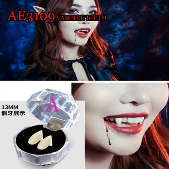 E-AE3109 Horrific Fun Clown Dress Vampire Teeth Halloween Party Dentures Props Zombie Devil Fangs Tooth With Dental Gum