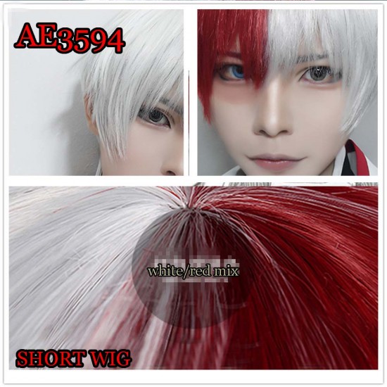 E-AE3594 MY HERO ACADEMIA TODOROKI SHOUTO COSPLAY ANMIE SHORT WIG 30CM