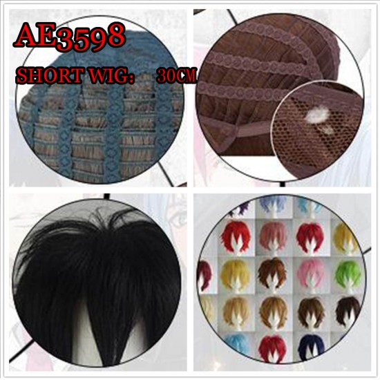 E-AE3598 MULTI USE COSPLAY ANMIE SHORT WIG 30CM E-AE3598 MULTI USE COSPLAY ANMIE SHORT WIG 30CM