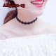 E-AE3901-12  FLOWER BLACK CHOCKER NECKLACE