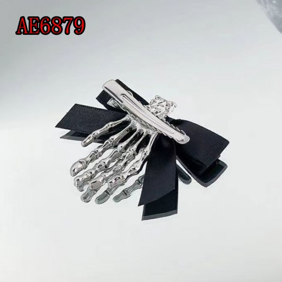 E-AE6879 2PIECES/PACK LOLITA BOW WITH SKULL HAIRPIN E-AE6879 2PIECES/PACK LOLITA BOW WITH SKULL HAIRPIN