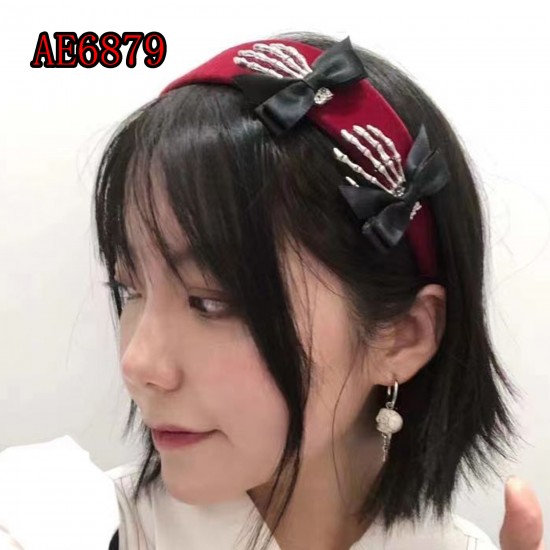 E-AE6879 2PIECES/PACK LOLITA BOW WITH SKULL HAIRPIN E-AE6879 2PIECES/PACK LOLITA BOW WITH SKULL HAIRPIN