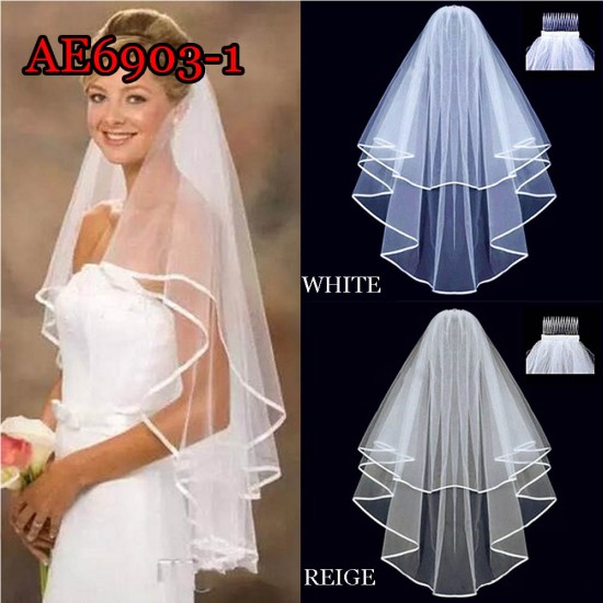 E-AE6903 75CM LONG 2-LAYOUT WEDDING HAIRVEIL E-AE6903 75CM LONG 2-LAYOUT WEDDING HAIRVEIL