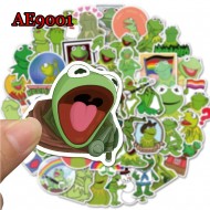 E-AE9001 100PCS/PACK GREEN FROG ANIME PVC MIX STICKERS