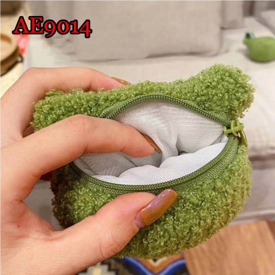 E-AE9014 FROG PLUSH WALLET MONEY BAG WITH KEYCHAIN