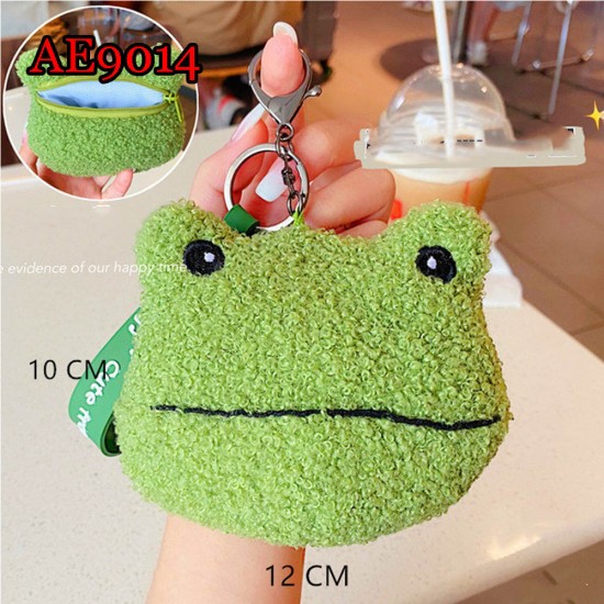 E-AE9014 FROG PLUSH WALLET MONEY BAG WITH KEYCHAIN