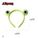 E-AE9025 2PIECES/PACK FANCY GREEN FROG HEAD HAIRPIN AND HAIRBAND