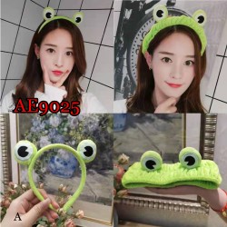 E-AE9025 2PIECES/PACK FANCY GREEN FROG HEAD HAIRPIN AND HAIRBAND
