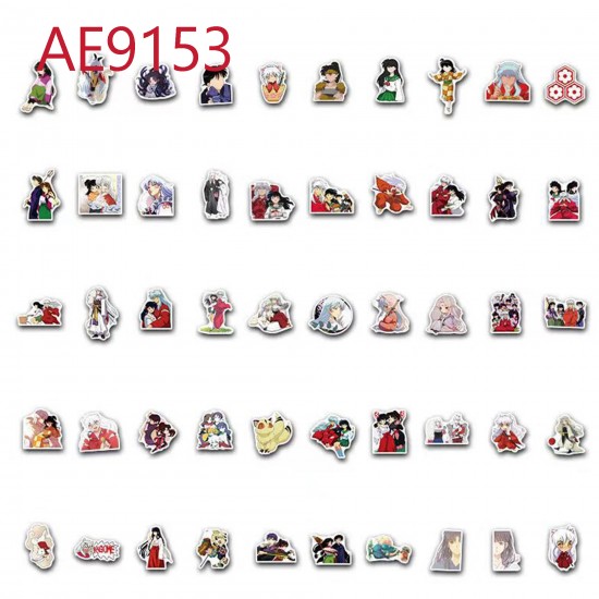 E-AE9153 100PCS/PACK INUYASHA ANIME PVC MIX STICKERS