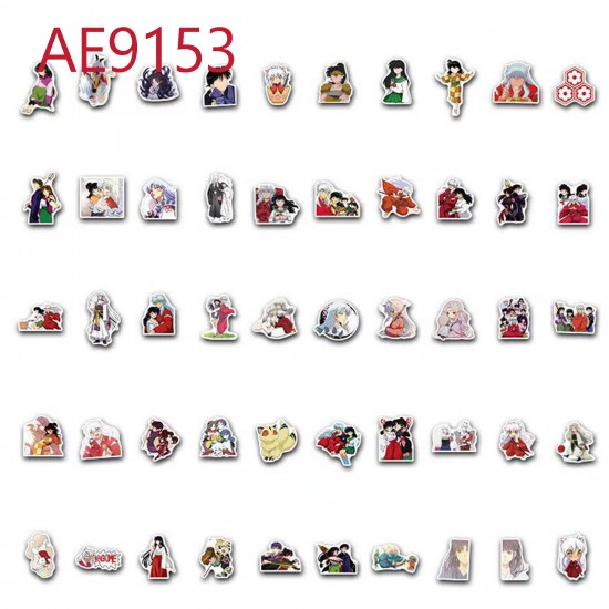 E-AE9153 100PCS/PACK INUYASHA ANIME PVC MIX STICKERS