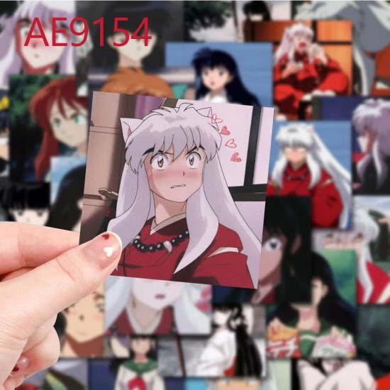 E-AE9154 50PCS/PACK INUYASHA SQUARE ANIME PVC MIX STICKERS