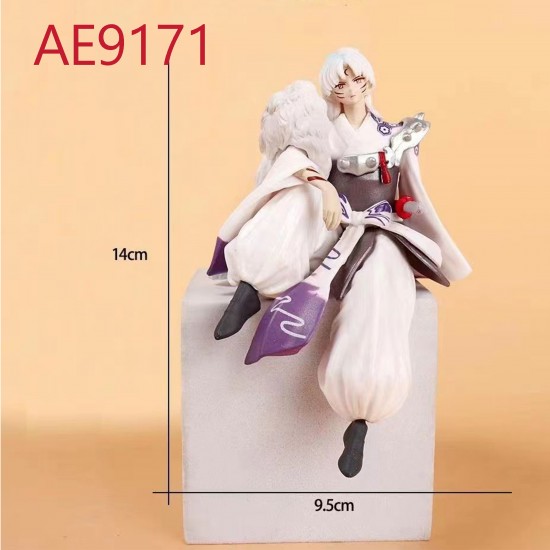 E-AE9171 14CM INUYASHA SESSHOUMARU SITTING ANIME ACTION FIGURE CAKE TOPPERS