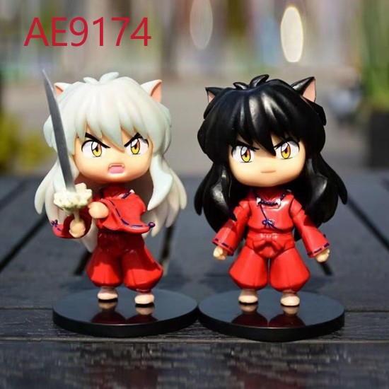 E-AE9174 6PCS SET 9CM INUYASHA WITH FRIENDS ANIME ACTION FIGURE CAKE TOPPERS