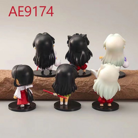 E-AE9174 6PCS SET 9CM INUYASHA WITH FRIENDS ANIME ACTION FIGURE CAKE TOPPERS