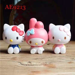 E-AE9213 3PIECES/PACK 7.5CM HELLO KITTY AND MELODY ANIME ACTION FIGURE CAKE TOPPERS