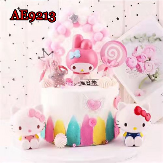 E-AE9213 HELLO KITTY AND MELODY ANIME ACTION FIGURE/CAKE TOPPERS