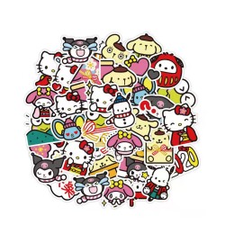E-AE9251 50PCS/PACK HELLO KITTY AND FROG ANIME PVC MIX STICKERS