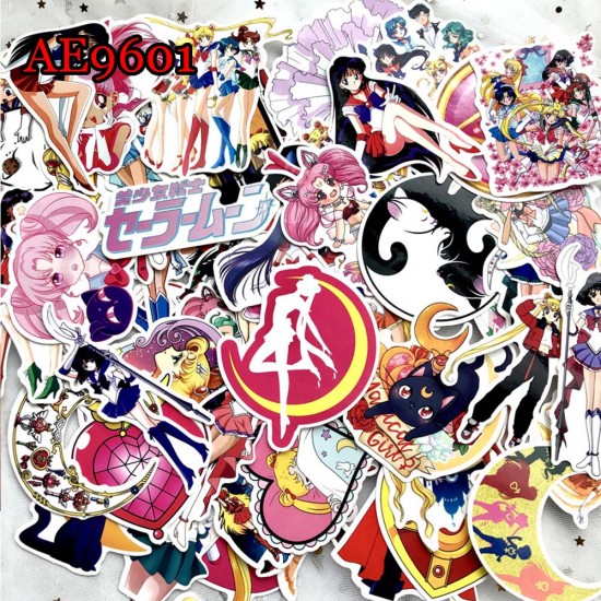 E-AE9601 100PCS/PACK SAILOR MOON ANIME PVC MIX STICKERS