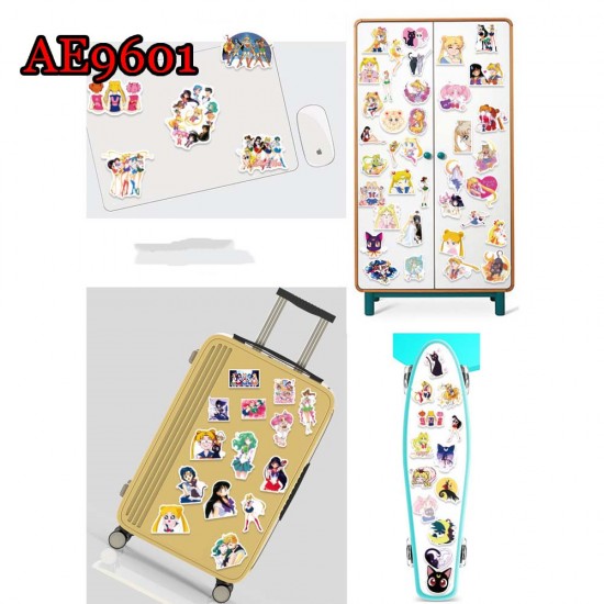 E-AE9601 100PCS/PACK SAILOR MOON ANIME PVC MIX STICKERS