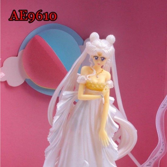 E-AE9610 15CM WHITE WEDDING DRESS SAILOR MOON ANIME ACTION FIGURE CAKE TOPPERS