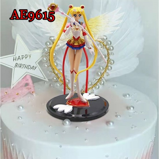 E-AE9615 17CM SAILOR MOON WITH WING ANIME ACTION FIGURE CAKE TOPPERS
