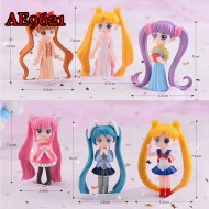 E-AE9621 6PCS /SET SMALL SAILOR MOON BEAUTY ANIME ACTION FIGURE CAKE TOPPERS