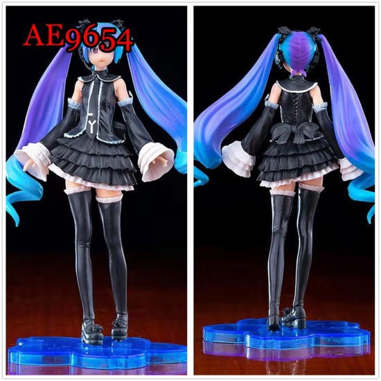 E-AE9654 17CM HATSUNE MIKU GOTH LOLITA BLACK ANIME ACTION FIGURE CAKE TOPPERS