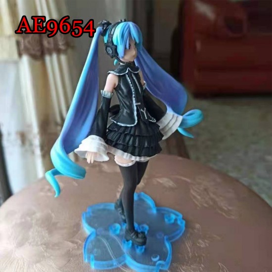 E-AE9654 17CM HATSUNE MIKU GOTH LOLITA BLACK ANIME ACTION FIGURE CAKE TOPPERS