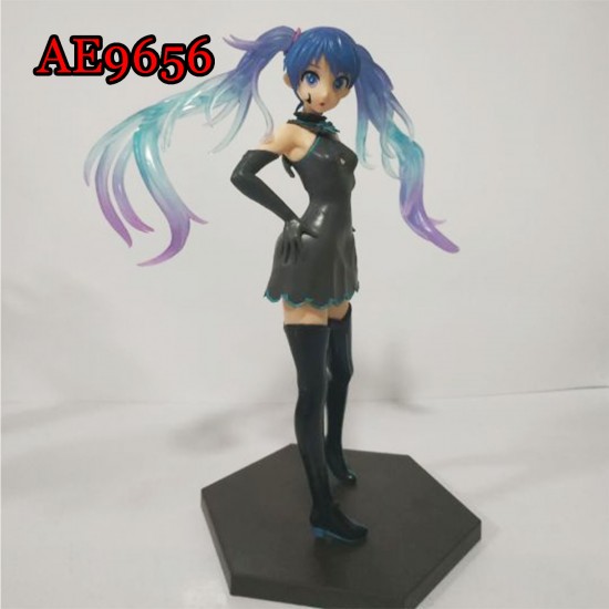 E-AE9656 23CM HATSUNE MIKU BLACK DRESS ANIME ACTION FIGURE CAKE TOPPERS