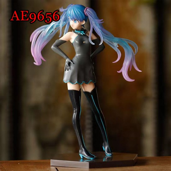 E-AE9656 23CM HATSUNE MIKU BLACK DRESS ANIME ACTION FIGURE CAKE TOPPERS