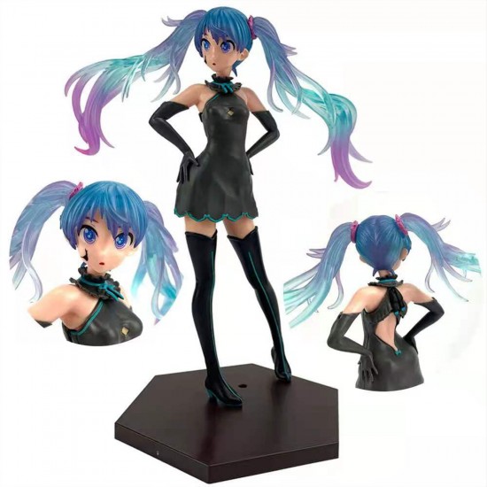 E-AE9656 23CM HATSUNE MIKU BLACK DRESS ANIME ACTION FIGURE CAKE TOPPERS