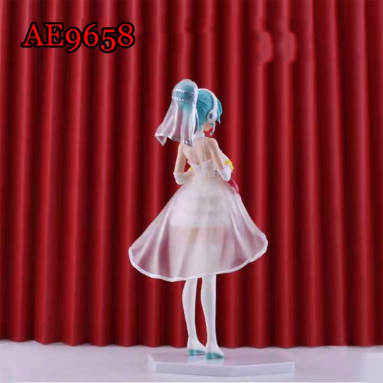 E-AE9658 25CM HATSUNE MIKU SHORT WHITE WEDDING DRESS ANIME ACTION FIGURE CAKE TOPPERS