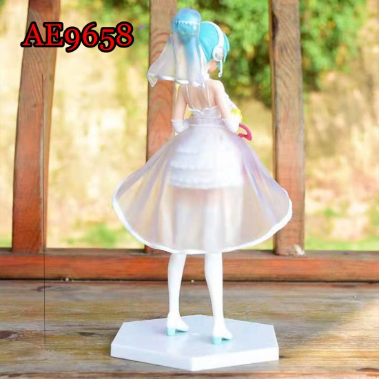 E-AE9658 25CM HATSUNE MIKU SHORT WHITE WEDDING DRESS ANIME ACTION FIGURE CAKE TOPPERS