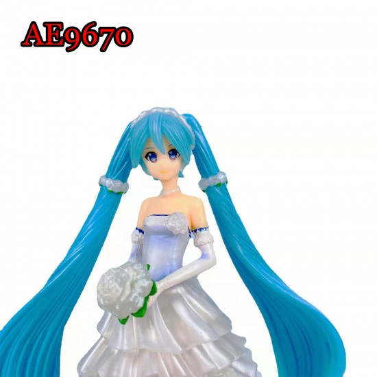 E-AE9670 19CM HATSUNE MIKU FLOWER WEDDING DRESS ANIME ACTION FIGURE CAKE TOPPERS