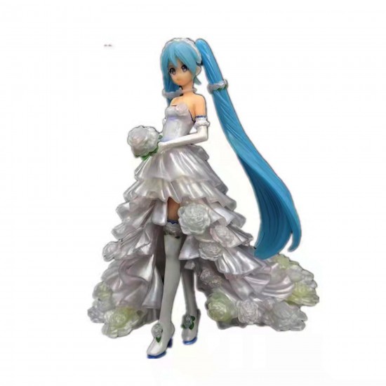 E-AE9670 19CM HATSUNE MIKU FLOWER WEDDING DRESS ANIME ACTION FIGURE CAKE TOPPERS