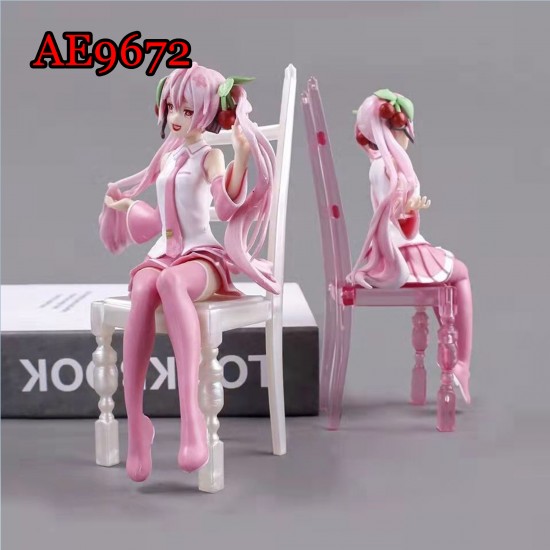 E-AE9672 15CM HATSUNE MIKU WITH CHAIR ACTION FIGURE CAKE TOPPERS