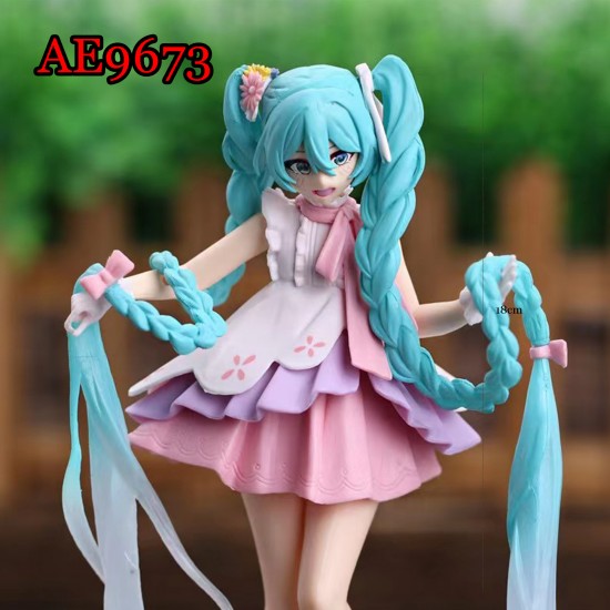 E-AE9673 18CM HATSUNE MIKU WITH LONG HAIR ACTION FIGURE CAKE TOPPERS