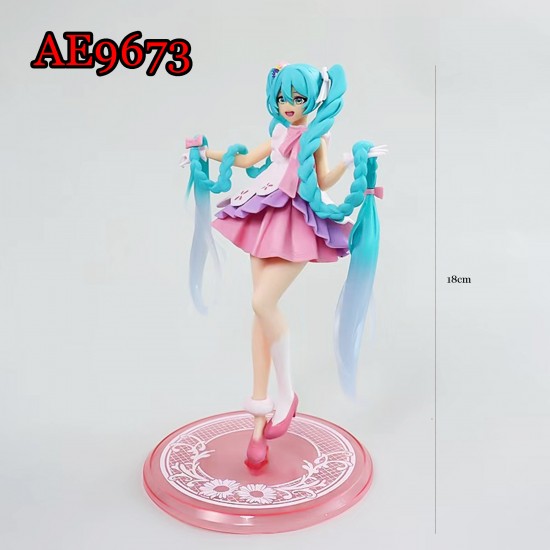 E-AE9673 18CM HATSUNE MIKU WITH LONG HAIR ACTION FIGURE CAKE TOPPERS