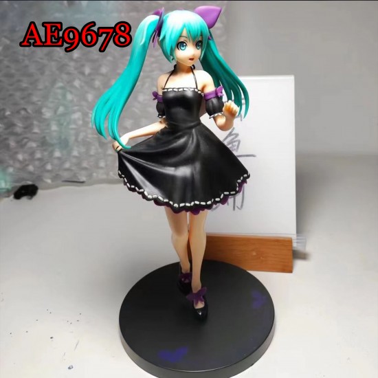 E-AE9678 23CM HATSUNE MIKU BLACK EVENING DRESS ACTION FIGURE CAKE TOPPERS