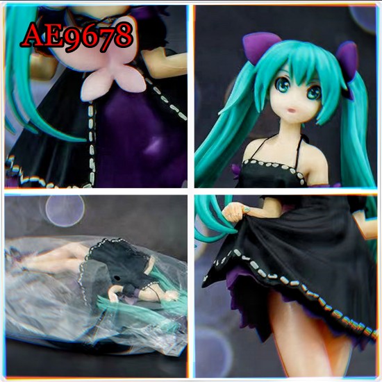 E-AE9678 23CM HATSUNE MIKU BLACK EVENING DRESS ACTION FIGURE CAKE TOPPERS