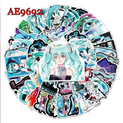 E-AE9692B 50PCS/PACK HATSUNE MIKU ANIME PVC MIX STICKERS