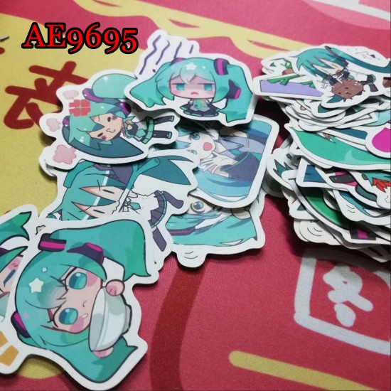 E-AE9695 65PCS/PACK HATSUNE MIKU ANIME PVC MIX STICKERS E-AE9695 65PCS/PACK HATSUNE MIKU ANIME PVC MIX STICKERS