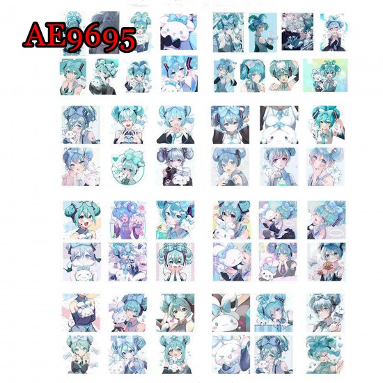 E-AE9696 52PCS/PACK SQUARE HATSUNE MIKU WITH DOG ANIME PVC MIX STICKERS E-AE9696 52PCS/PACK SQUARE HATSUNE MIKU WITH DOG ANIME PVC MIX STICKERS