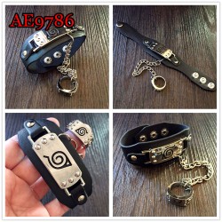 E-AE9786 NARUTO PU ALLOLY BRACELET WITH RING COSPLAY ANIME ACCESSORIES