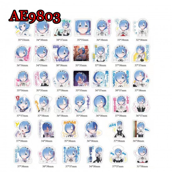 E-AE9803 40PCS/PACK SMALL LIFE IN A DIFFERENT WORLD FROM ZERO REM ANIME PVC MIX STICKERS